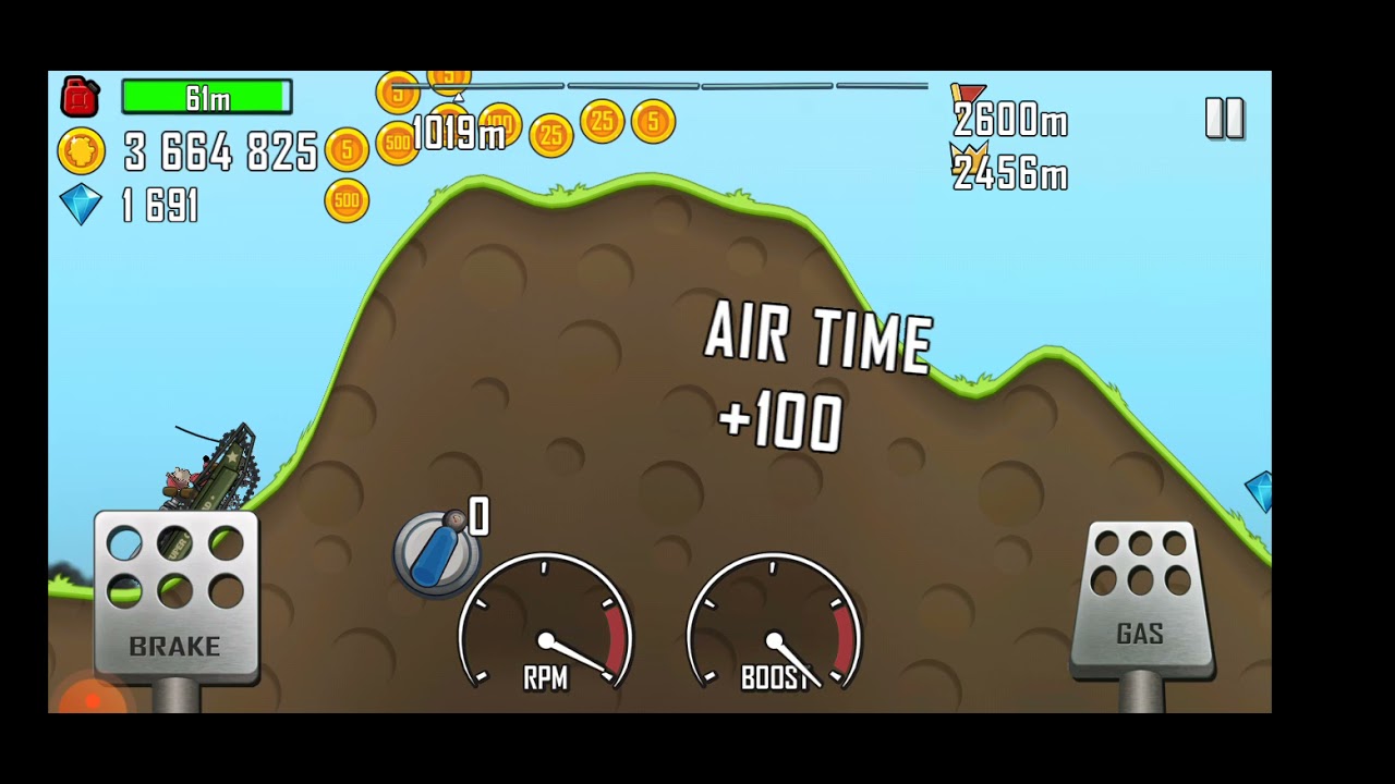 Hill climb racing reaching 1500 meters