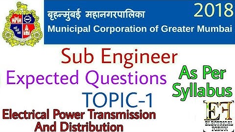 BMC/MCGM Sub Engineer Expected Questions with Solution TOPIC 1st