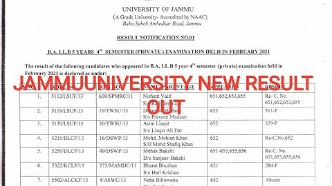 jammuuniversity new result | B.A LL.b 5 years 4th semester private 2021