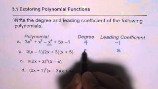 Determine Degree And Leading Coefficient Of Polynomials