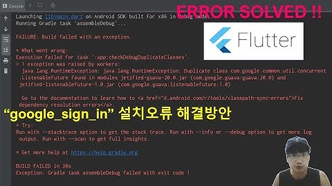 플러터(FLUTTER) --- google_sign_in 설치오류 해결방법 (SOLVED ~!!)