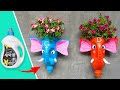 Recycling Plastic Bottles into Elephants-Shapes Planter Pots for Small Garden | Hanging Garden