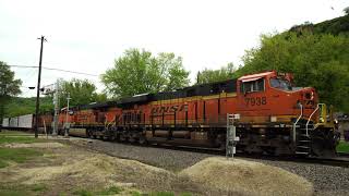 BNSF Eastbound Manifest Train At Crossing In La Crosse, Wisconsin