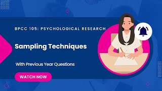 BPCC-105 | Sampling Techniques | IGNOU BA (H) Psychology Lecture | BAPCH