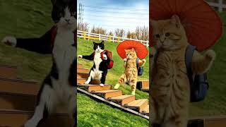 Two little kids danced the step dance after school. #cat #aivideo #entertaininganimals #funny #cute