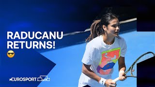 Emma Raducanu walks out ahead of Australian Open clash against Shelby Rogers 🇦🇺