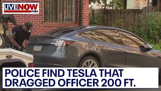 Police officer dragged 200 feet: Tesla found, driver still at large | LiveNOW from FOX