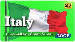 Italy Waving Flag | Италия. Развевающийся флаг [4K Chroma Key Loop]
