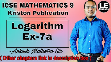 ICSE mathematics class 9 Ex-7a Logarithms | kriston publication solution | ICSE class 9 maths log