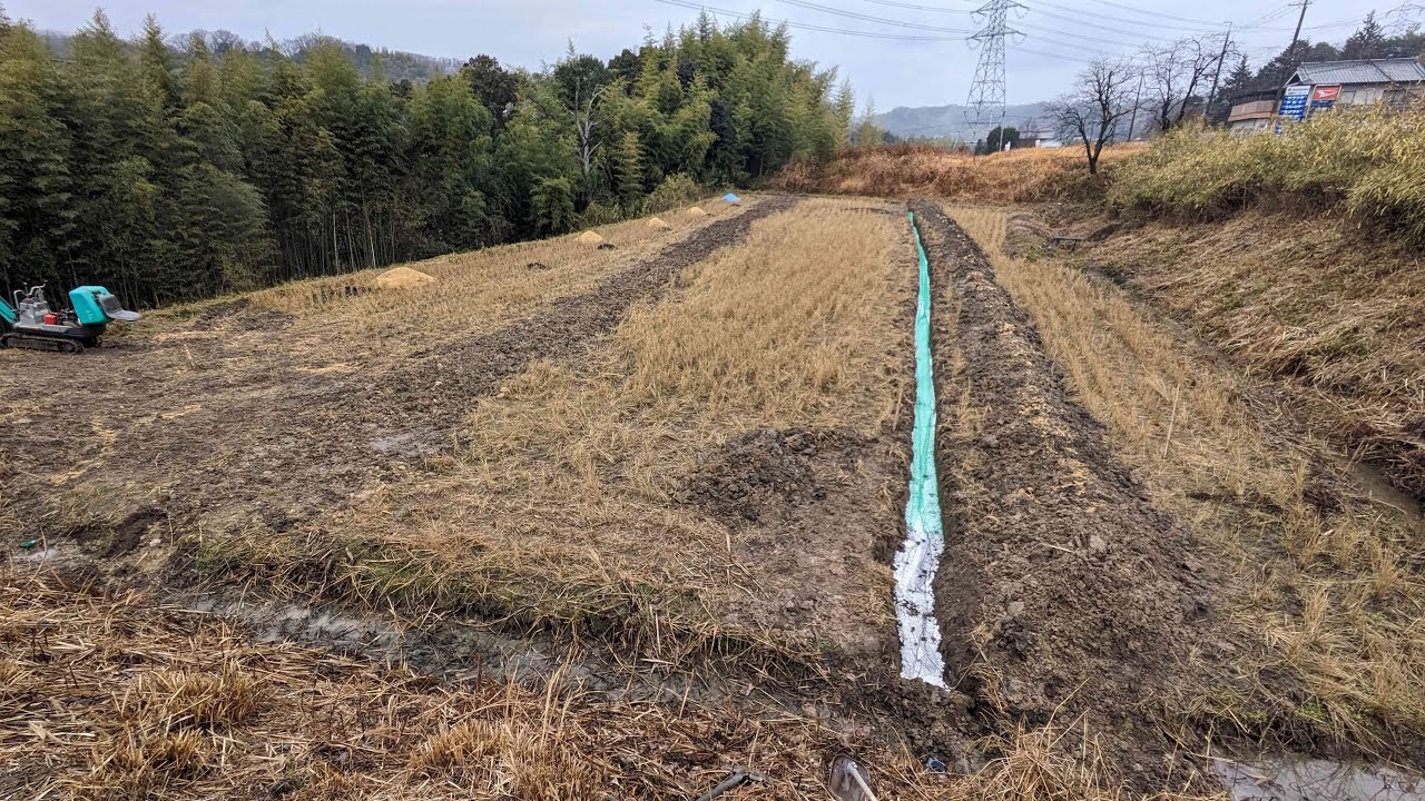 田んぼを果樹園に！暗渠施工編