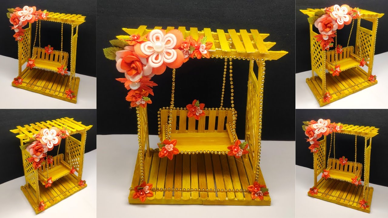 Cara Membuat Mainan Ayunan Lucu Dari Stik Es Krim | Kreasi Dari Stik Es Krim | Popsicle Stick Crafts