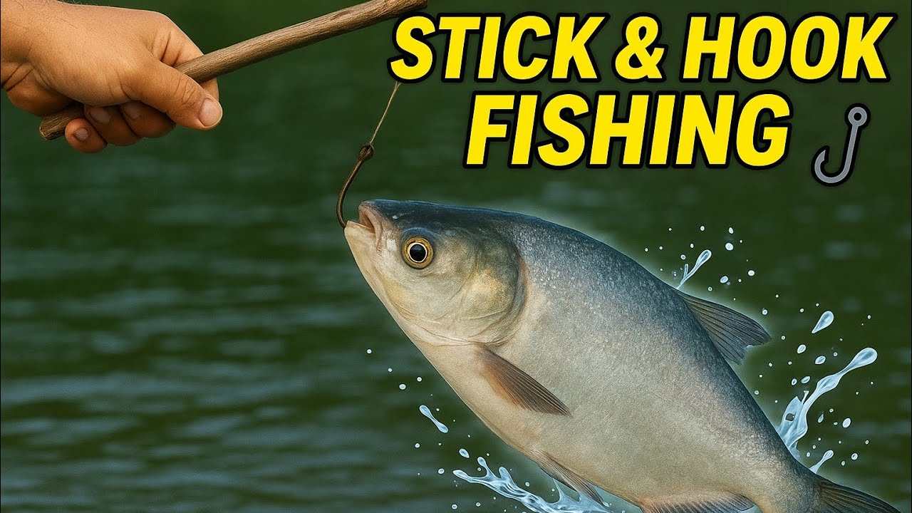 Unbelievable Pampalate Catch Using Stick & Hook! 🎣