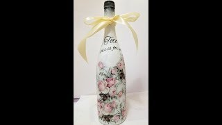 How to Decoupage wine bottle - perfect gift - DIY tutorial