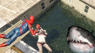 GTA 5 Epic Ragdolls | SPIDERMAN vs Harley QuinnJumps/Fails ep.155 (Funny Moments)