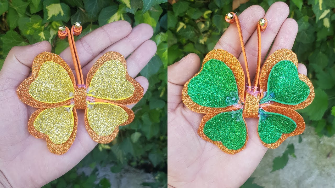 DIY: How to make glitter foam sheet Butterfly - YouTube