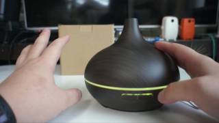 Mixmart 超音波式アロマディフューザー300ml 木目調 7色変換LED搭載 01紹介とテスト