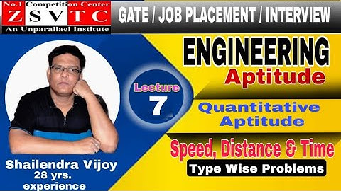 Engineering Aptitude / Speed Distance & Time / Lec-7 / Gate & Job Placement (All Branches ) Exams .