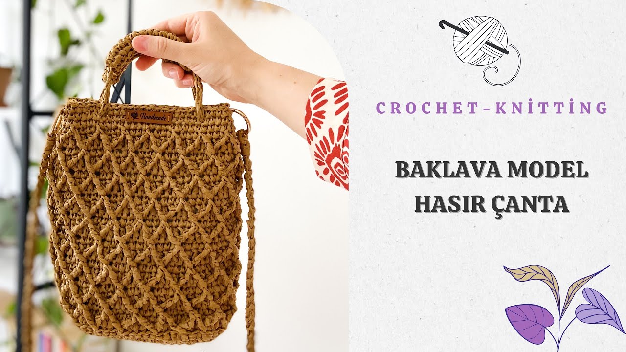 Baklava Dilimli Örgü Hasır Çanta