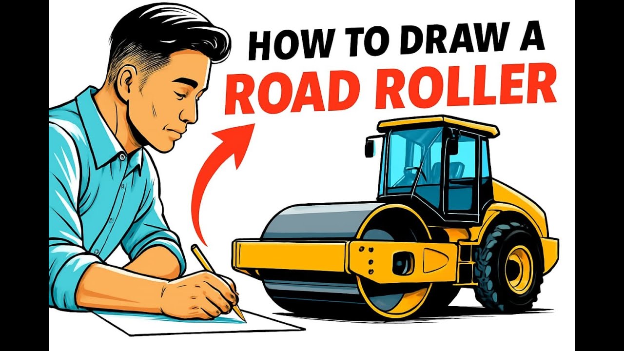 How to Draw a Road Roller | Easy Step-by-Step Drawing Tutorial"