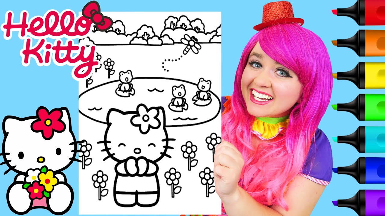 Coloring Hello Kitty & Frogs Sanrio Coloring Page Prismacolor Markers    KiMMi THE CLOWN