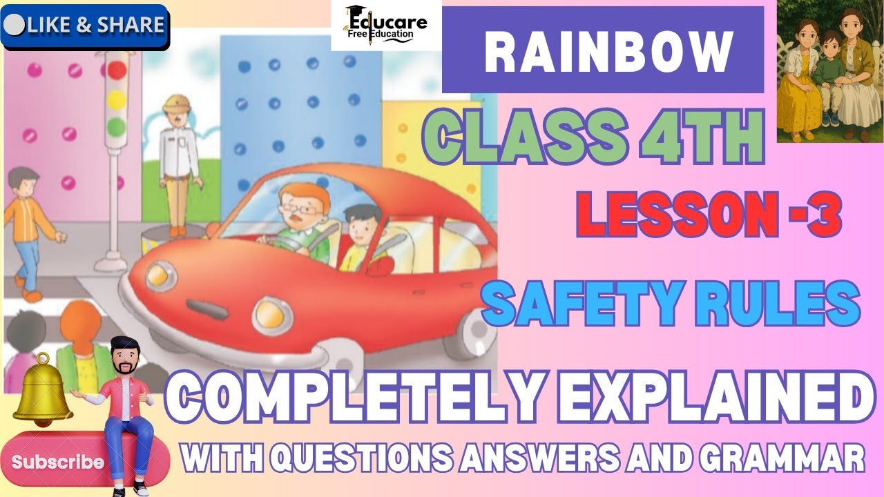 Class 4 PSEB Rainbow Lesson 3 Safety rules solved exercise class 4 ...