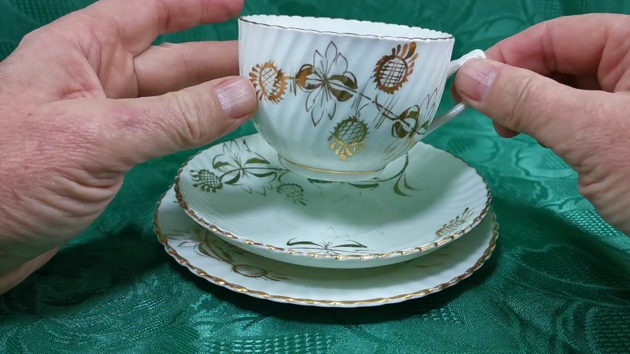 Antique Bone China 986 Design Hand Decorated Teacup Saucer and