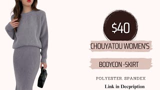 Chouyatou Women's Two Piece Sweater Skirt