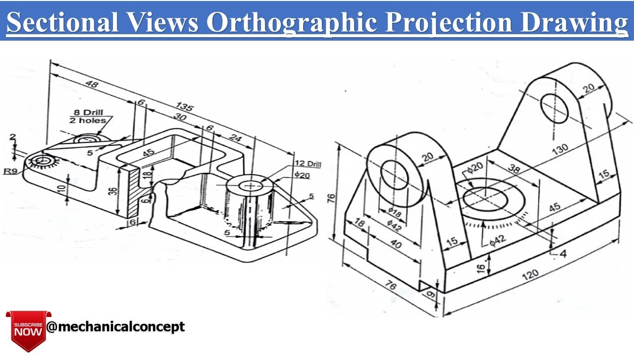 sectional view engineering drawing || Sectional view engineering ...