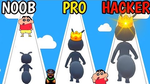 NOOB vs PRO vs HACKER In TINY RUN 3D WITH SHINCHAN & CHOP | EGG AREA |