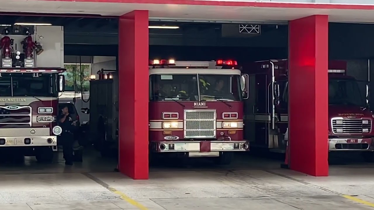 Miami Fire Dept Engine 1 (Reserve) Responding with Lights and Sirens