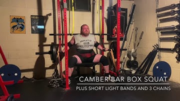 Camber Bar Box Squat + Short Light Bands + 3 Chains