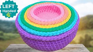 DIY Stacking Basket Crochet Pattern | Left Handed Tutorial