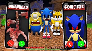 WHAT if CALL TO SIRENHEAD and SONIC AT 3:00 AM in MINECRAFT PLAYGAME MINIONS - Gameplay FNAF