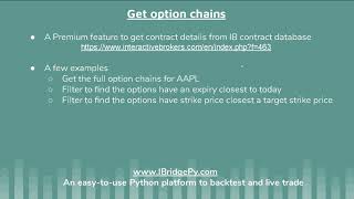 Find correct contract from option chains to automated algorithmic trading Python Interactive Brokers