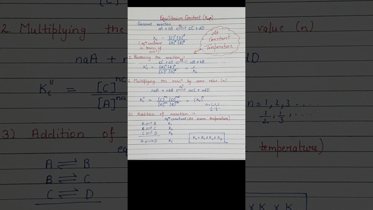 Chemical Equilibrium Constant Chemistry