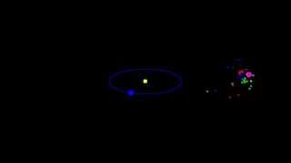 NASA / JPL winning solution to the GTOC7 problem
This movie was shown at the GTOC7 workshop in Rome (March 2015) by the winner of the 7th edition of the GTOC: the JPL team lead by Anastassios Petropoulos.
After an initial phase where all the possible target asteroids are shown, only the ones visited by the three spacecraft remain and are visualized in different colors. The mother spacecraft is visualized with a purple dot. The planet Earth and its orbit are shown in blue. The three daughter spacecarft are shown as crosses with the same color as the asteroids they visit. NASA / JPL winning solution to the GTOC7 problem