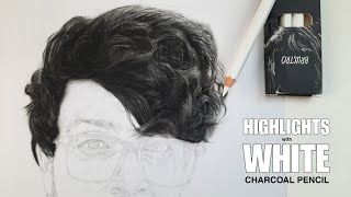 How to use WHITE CHARCOAL PENCIL || HIGHLIGHTS with  WITHE CHARCOAL PENCIL ✍️ screenshot 5