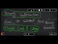 Subtraction of Binary numbers