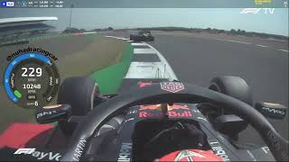 Alex Albon Going Around The Outside Of Esteban Ocon At The 2020 British GP