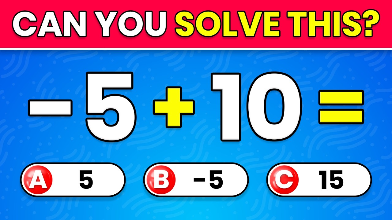 Negetive Math Trivia Can You Pass This Negative Number Quiz? 🚀🧠⚡ Integers Math Test - YouTube