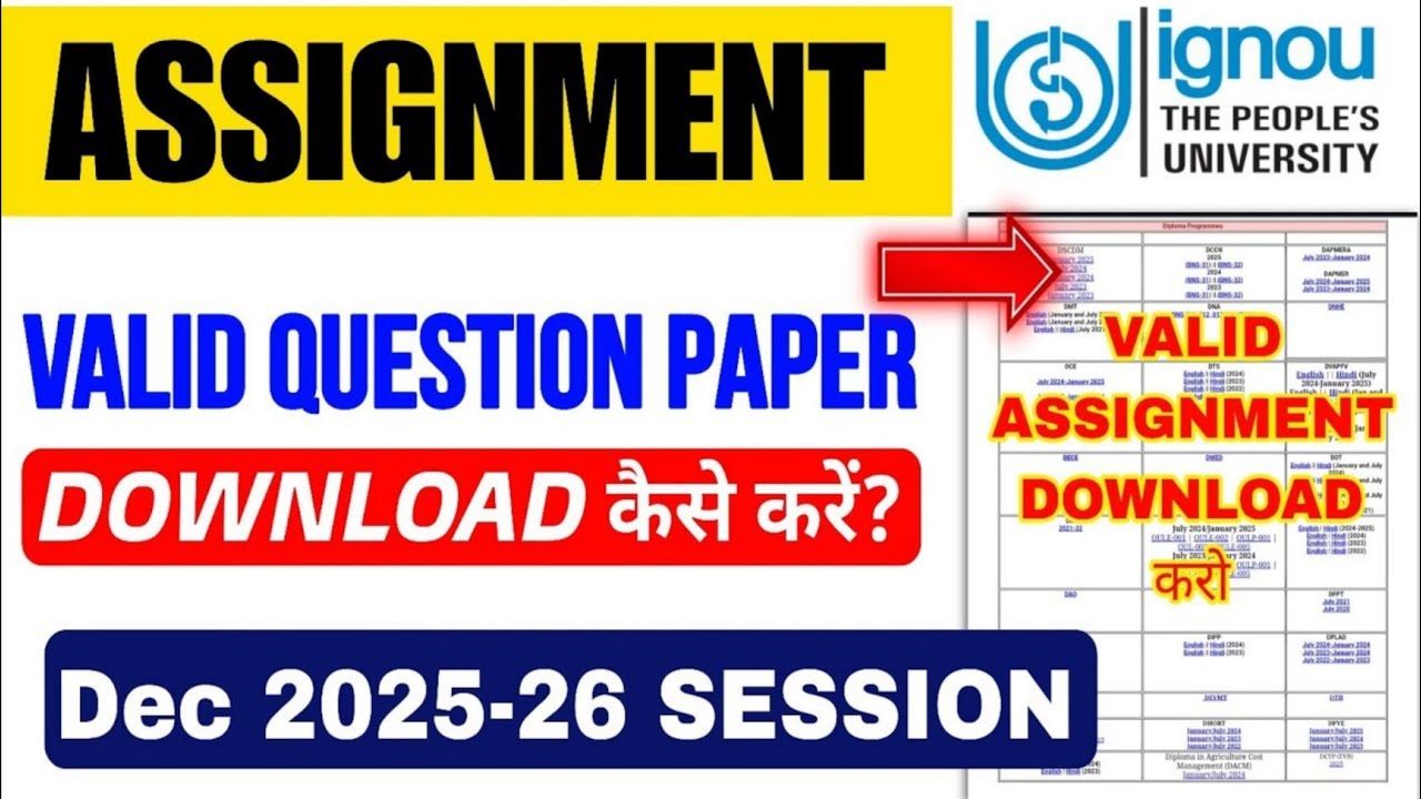 IGNOU Dec 2025 Assignment Question Paper Download कैसे करे?: 2024-25 ...