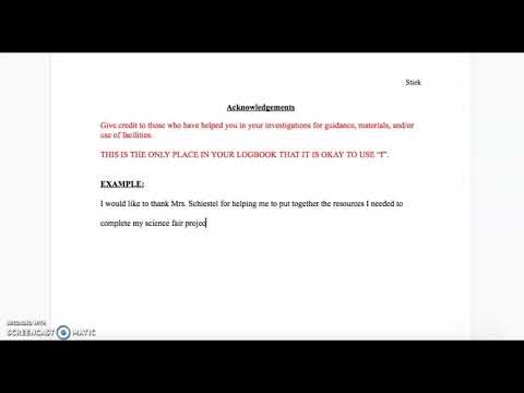 How Do You Write Acknowledgements For Science Fair