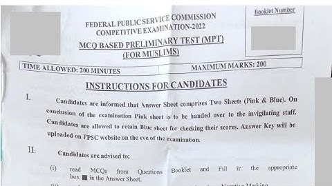 CSS MPT Screening test Past Paper 2022