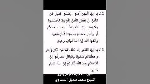 سورة الحجرات آية 10-13 الشيخ محمد صديق المنشاوي
