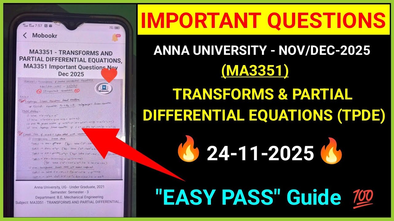 MA3351 Transforms & Partial Differential Equation | Important questions |EASY PASS Guide tips|latest