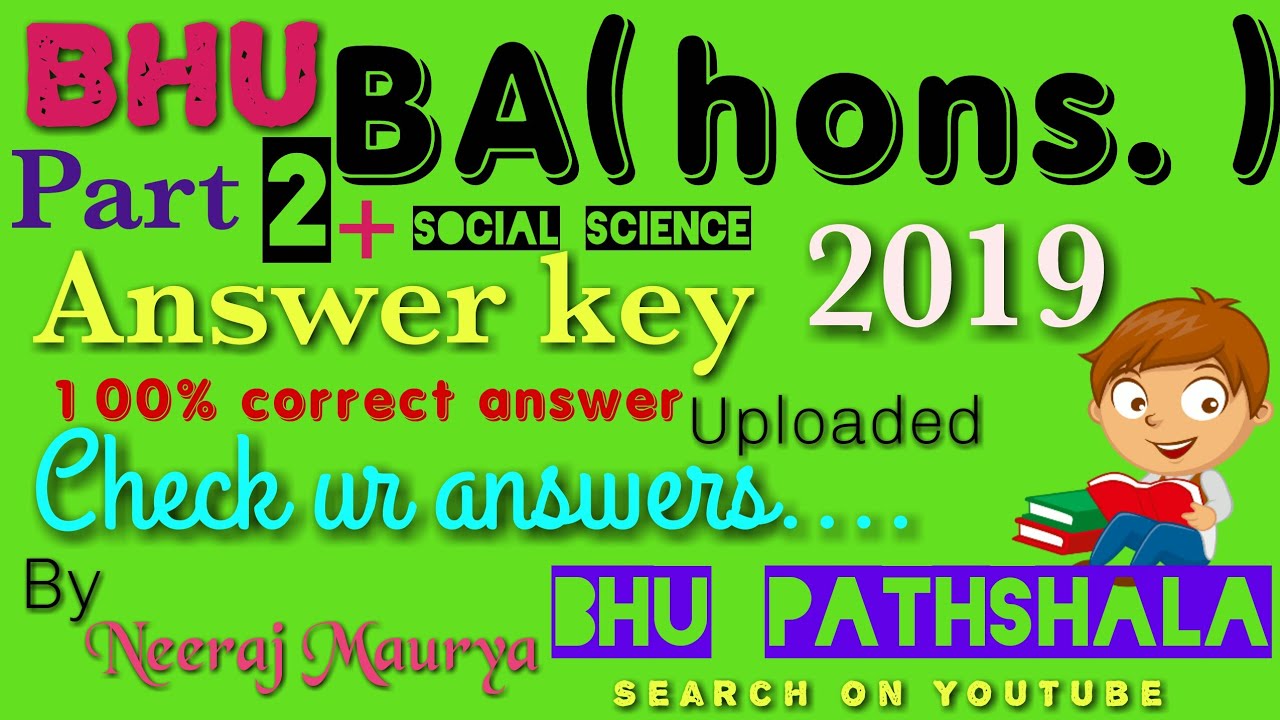 BHU # BA (Hons) Arts, Social science answer key Hindi Language.