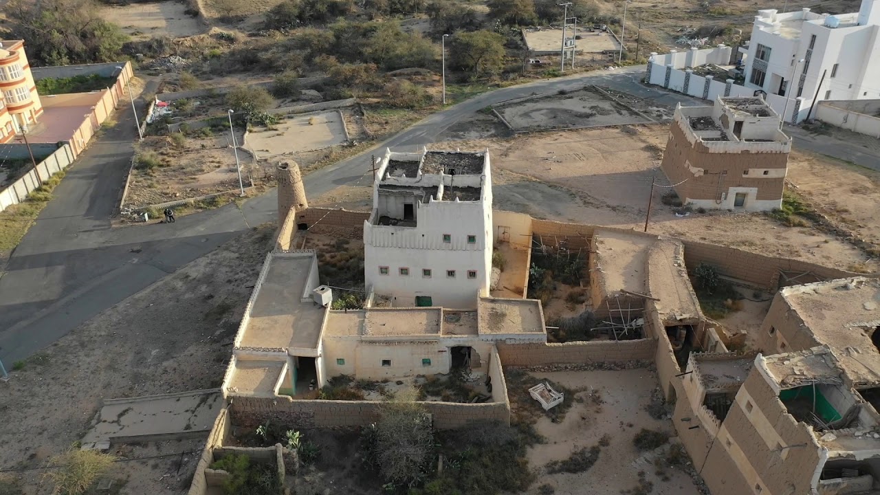 4K Aerial view of a village with mud houses, Asir, Ahad Rufaidah, Saudi ...