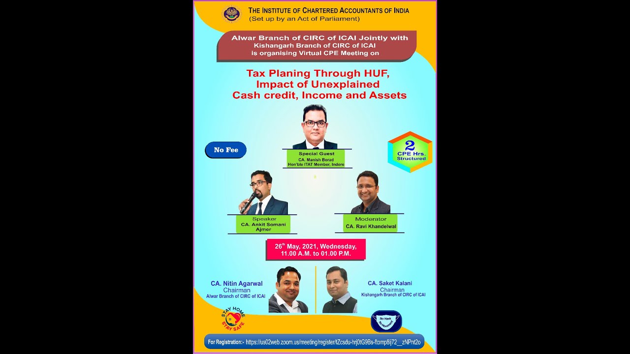 A VCM on  Tax Planning through HUF, Impact of Unexplained Cash Credit, Income and Assets