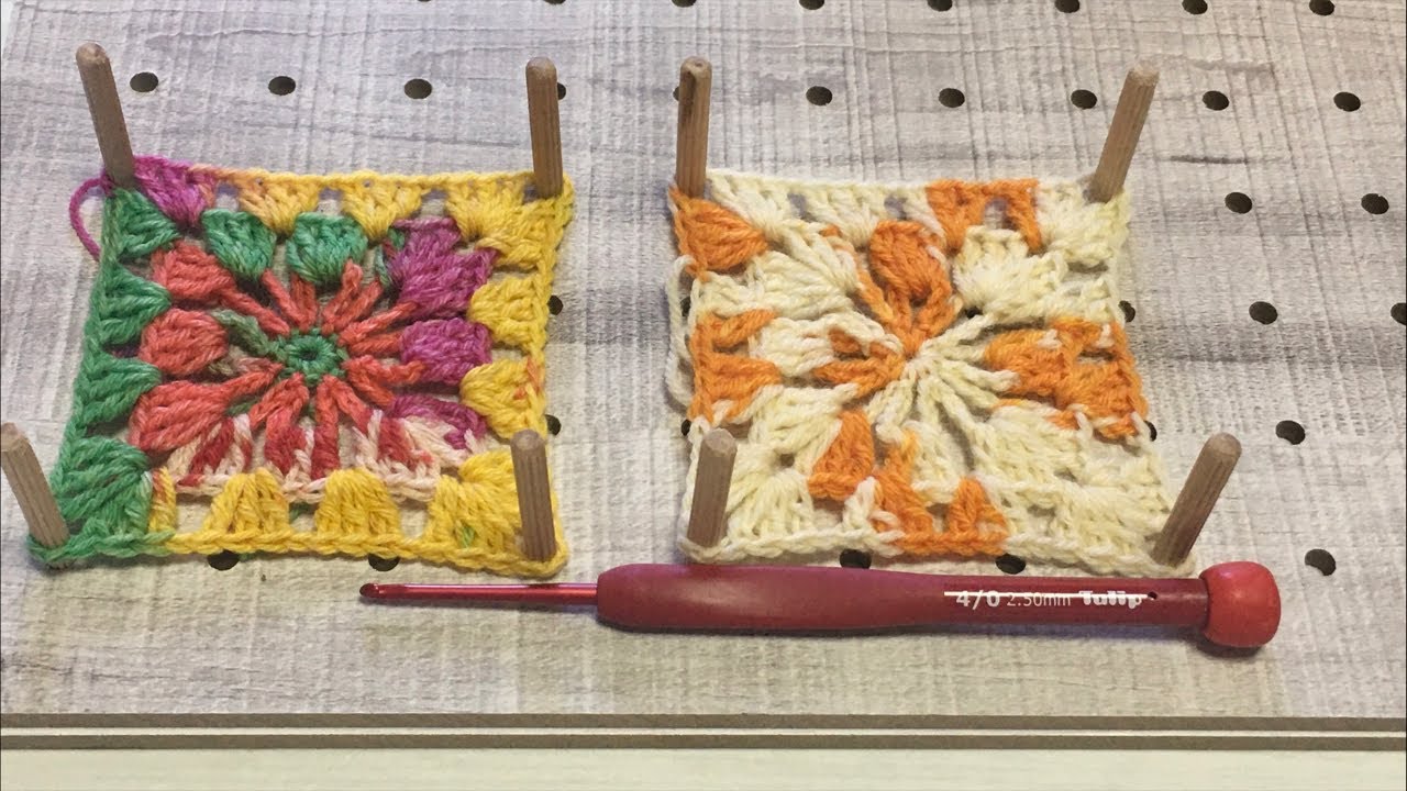 編みモチーフ crochet】Granny Square motif #grannysquare #crochet - YouTube