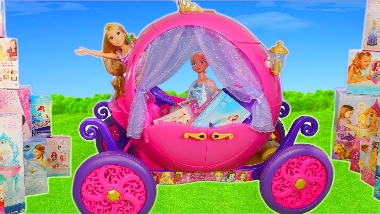 bonecas metoo Disney Princess Carriage Toy Dolls: Rapunzel, Frozen Elsa, Cinderella, Ariel & Belle Doll for Kids